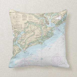 Charleston, SC Harbour Nautical Chart Pillow Kussen
