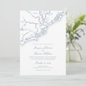 Charleston SC Kaart Elegant Dusty Blue Wedding (Staand voorkant)