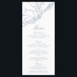 Charleston SC Kaart Elegant Dusty Blue Wedding<br><div class="desc">Verhoog uw Charleston bruiloft met deze elegante stoffige blauwe Lowcountry South Carolina kaart-thema bruiloft menu. Perfect voor historische en romantische locaties zoals het William Aiken House, Boone Hall Plantation, Magnolia Plantation and Gardens, The Cedar Room, Lowndes Grove Plantation, Legare Waring House, Middleton Place, The Gadsden House, The Governor Thomas Bennett...</div>