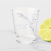 Charleston SC Kaart Elegante Marine Blauw Huwelijk Shot Glas (Achterkant)