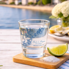 Charleston SC Kaart Elegante Marine Blauw Huwelijk Shot Glas