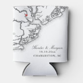 Charleston SC Kaart Zwart-wit Wedding Favoriet Blikjeskoeler (Voorkant)