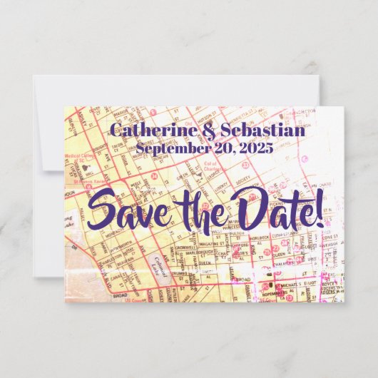 Charleston, SC  Map Save The Date (Voorkant)