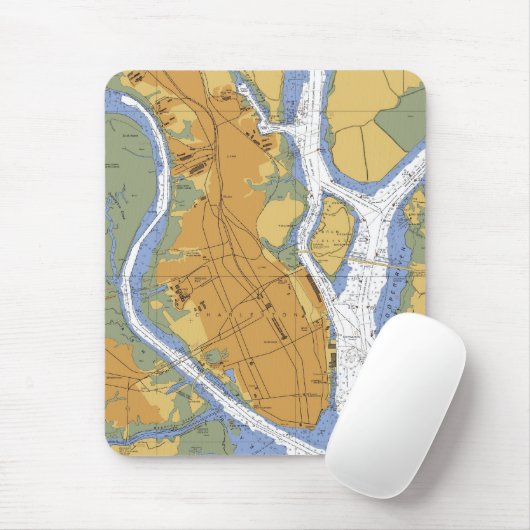 Charleston SC Nautical Harbor Chart mousepad Muismat (Met muis)
