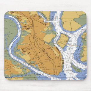 Charleston SC Nautical Harbor Chart mousepad Muismat