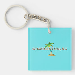 Charleston, SC: Palmetto bomen letters Sleutelhanger