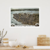 Charleston, SC Panoramic Map - 1872 Poster (Keuken)