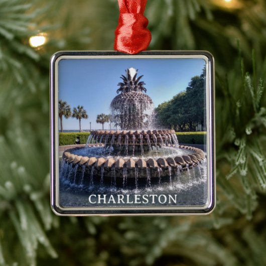 Charleston SC Pineapple Fountain Christmas Metalen Ornament (Boom)