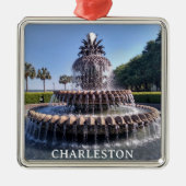 Charleston SC Pineapple Fountain Christmas Metalen Ornament (Voorkant)