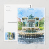 Charleston SC Pineapple Fountain Kaart (Voorkant / Achterkant)