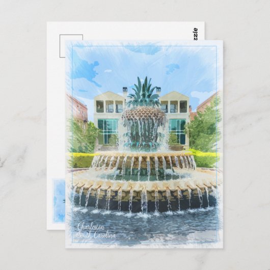 Charleston SC Pineapple Fountain Kaart (Voorkant / Achterkant)