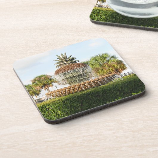 Charleston SC Pineapple Fountain, Waterfront Park Bier Onderzetter (Linkerzijde)