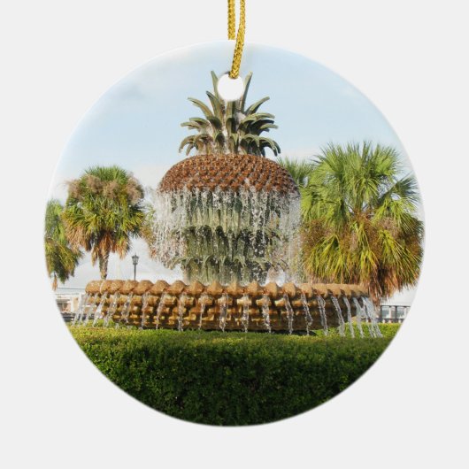 Charleston SC Pineapple Fountain, Waterfront Park Keramisch Ornament (Voorkant)