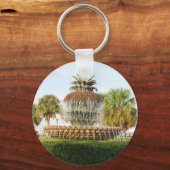 Charleston SC Pineapple Fountain, Waterfront Park Sleutelhanger (Voorkant)