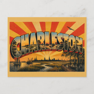 Charleston SC Rivier Samenvloeiing Zoutmoeras Kuns Briefkaart