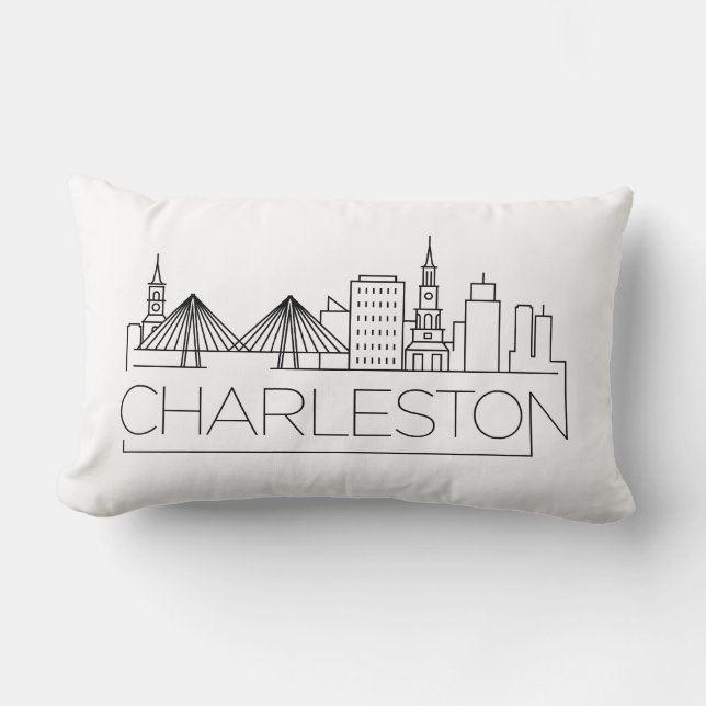 Charleston, SC Skyline Lumbar Pillow Kussen (Voorkant)