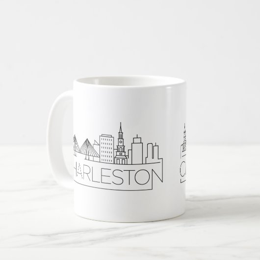 Charleston, SC | Stad gestileerde Skyline Koffiemok (Voorkant links)