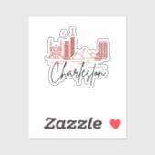 Charleston, SC | Stad gestileerde skyline Sticker (Vel)