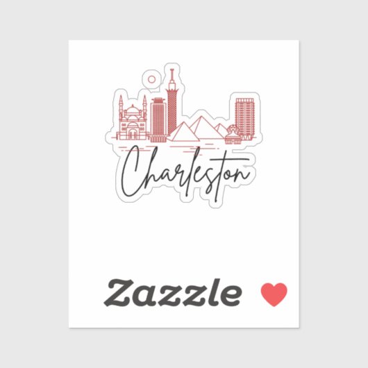 Charleston, SC | Stad gestileerde skyline Sticker (Vel)