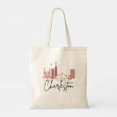 Charleston, SC | Stad gestileerde skyline Tote Bag (Achterkant)