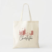 Charleston, SC | Stad gestileerde skyline Tote Bag (Voorkant)