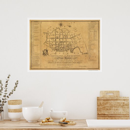 Charleston SC Street Map 1788 Poster (Keuken)