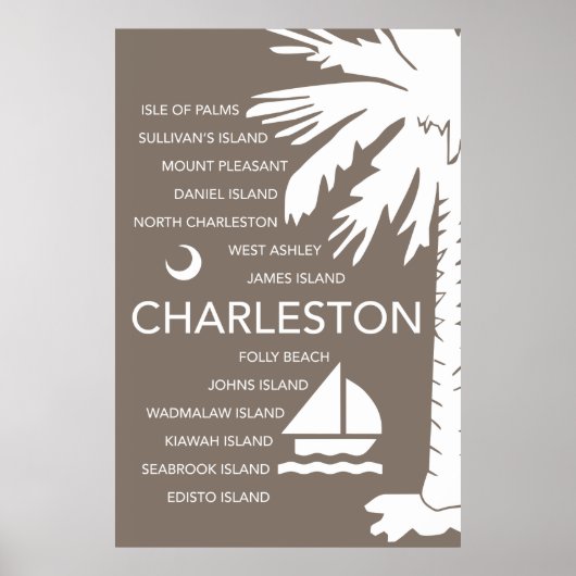 Charleston SC Towns - Brown Poster (Voorkant)