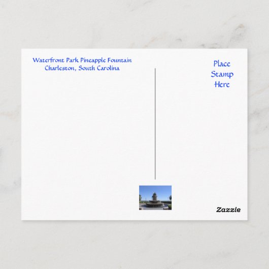 Charleston SC Waterfront Park Fountain Post Card Briefkaart (Achterkant)