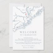 Charleston SC Wedding Welkom Route Dusty Blue Bedankkaart (Voorkant)