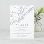 Charleston SC Wedding Welkom Route Dusty Blue Bedankkaart (Staand voorkant)