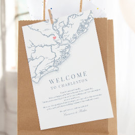 Charleston SC Wedding Welkom Route Dusty Blue Bedankkaart