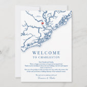 Charleston SC Wedding Welkomstroute Navy Blue Bedankkaart (Voorkant)