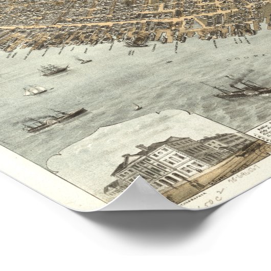 Charleston South Carolina 1872 Antiek Panorama Poster (Hoek)