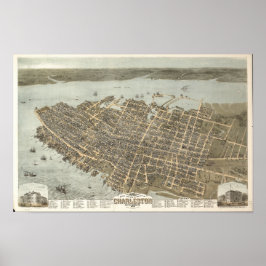 Charleston South Carolina 1872 Antiek Panorama Poster