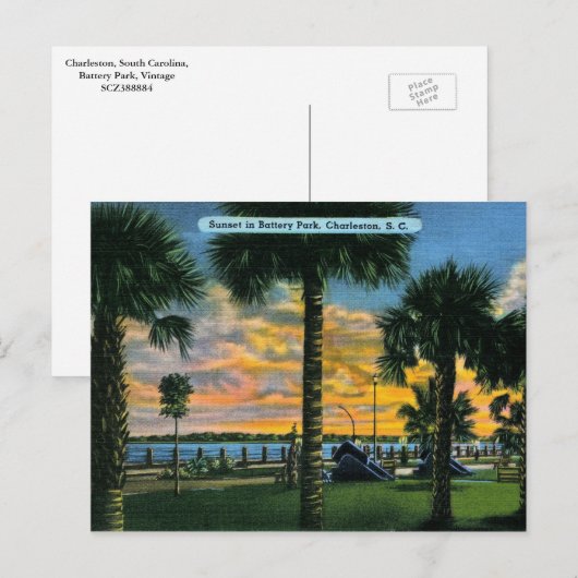 Charleston, South Carolina, Battery Park,  Briefkaart (Voorkant / Achterkant)