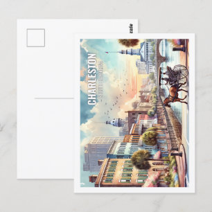 Charleston South Carolina Beroemde Plaats waterver Briefkaart