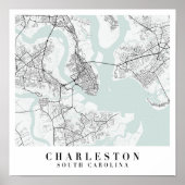 Charleston South Carolina Blue Water Street Map Poster (Voorkant)