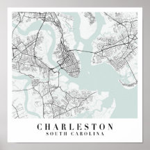 Charleston South Carolina Blue Water Street Map
