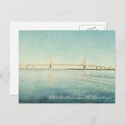 Charleston South Carolina Bridge Waterverf Print Briefkaart (Voorkant / Achterkant)
