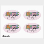 Charleston, South Carolina Bruiloft roze en boog Ovale Sticker (Vel)