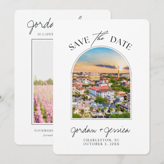 Charleston South Carolina Bruiloft Save the Date Kaart (Voorkant / Achterkant)