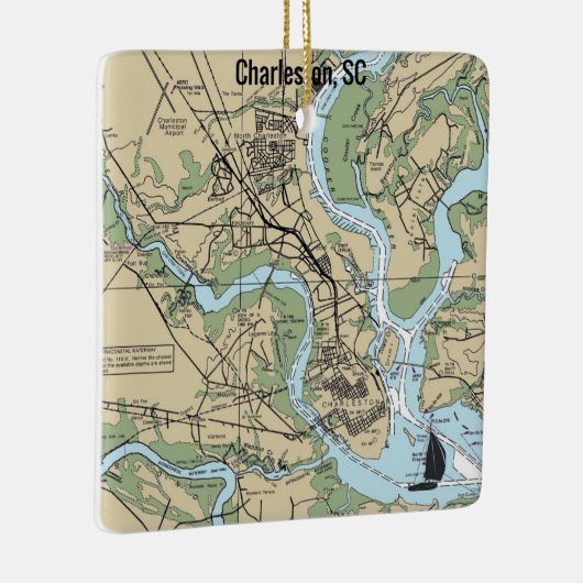 Charleston South Carolina Chart Keramisch Ornament (Rechts)