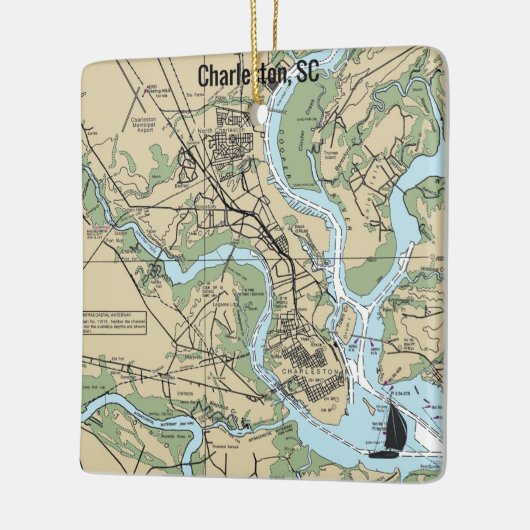 Charleston South Carolina Chart Keramisch Ornament (Links)