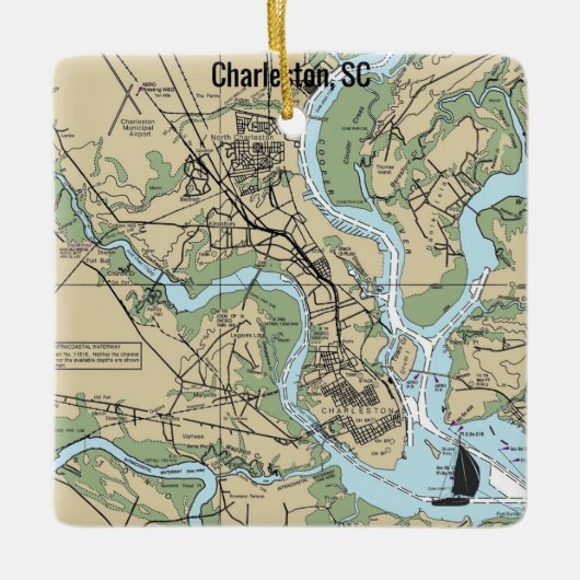 Charleston South Carolina Chart Keramisch Ornament (Voorkant)
