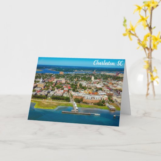 Charleston South Carolina City Skyline Foto Kaart (Gele Bloem)