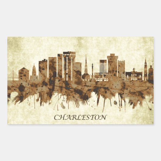 Charleston South Carolina Cityscape Rechthoekige Sticker (Voorkant)