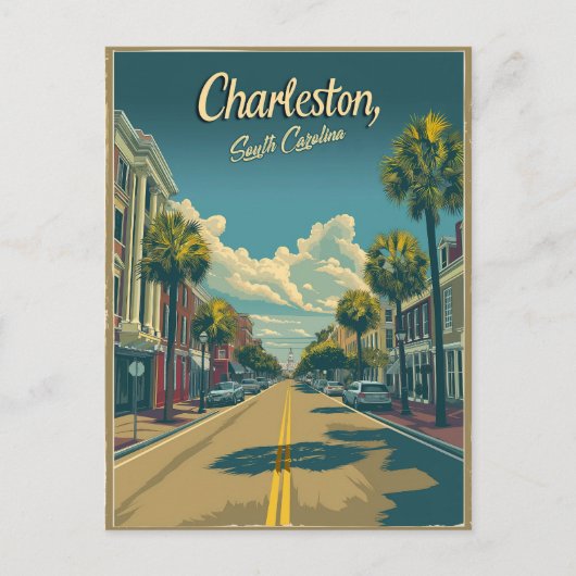 Charleston, South Carolina: Een Vintage Briefkaart (Voorkant)