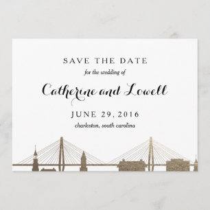 Charleston South Carolina Faux Gold Save the Date