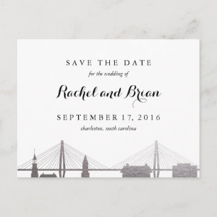 Charleston South Carolina Faux Silver-Briefkaart Aankondigingskaart