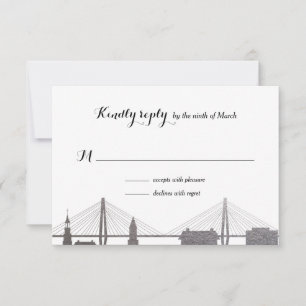 Charleston South Carolina Faux Silver RSVP-kaart RSVP Kaartje